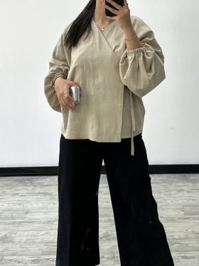 خرید شلوار ۱۰۰٪ لینن زنانه مشکی قد ۹۵ فوق خنک سایز بندی ۳۸ تا ۴۶ قسطی